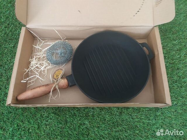 Сковорода гриль чугунная новая