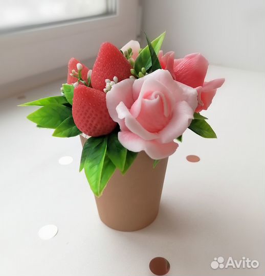 Мини букетики из мыла