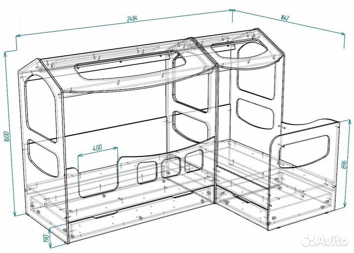 Кровать детская из лдсп для двух детей