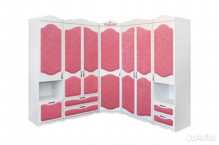 Детская кровать принцесса. Комод, шкаф, пуфик