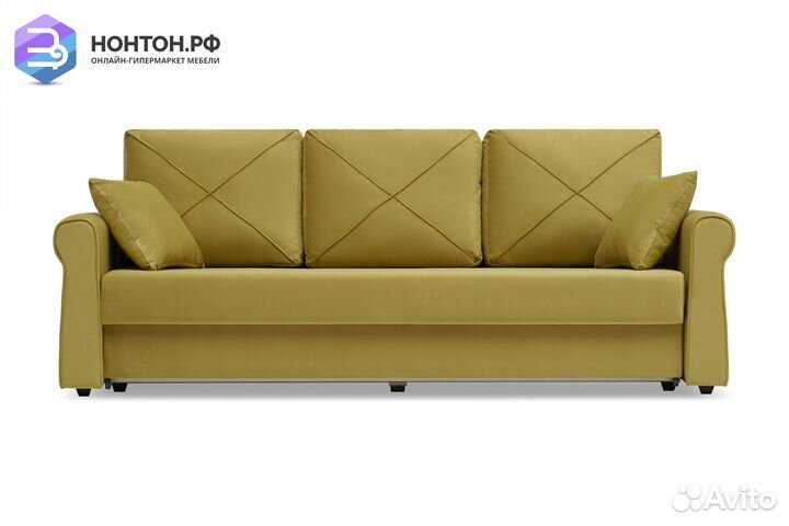 Диван еврокнижка Лира 3-х местный горчичный