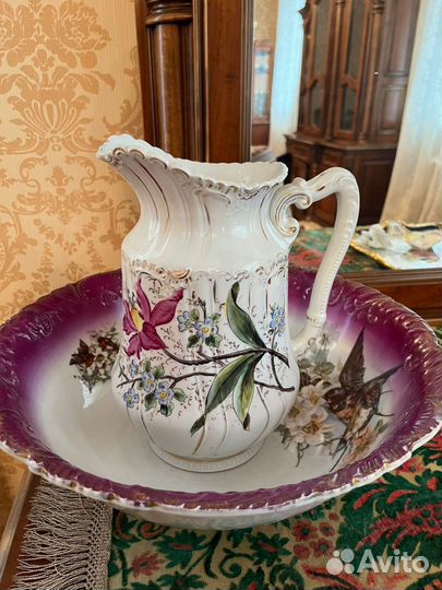 Антикварный большой набор,кувшин и чаша