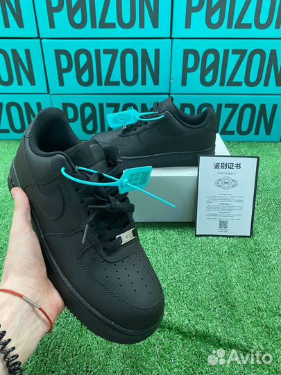 Nike Air Force 1 Black Черные Оригинал Poizon