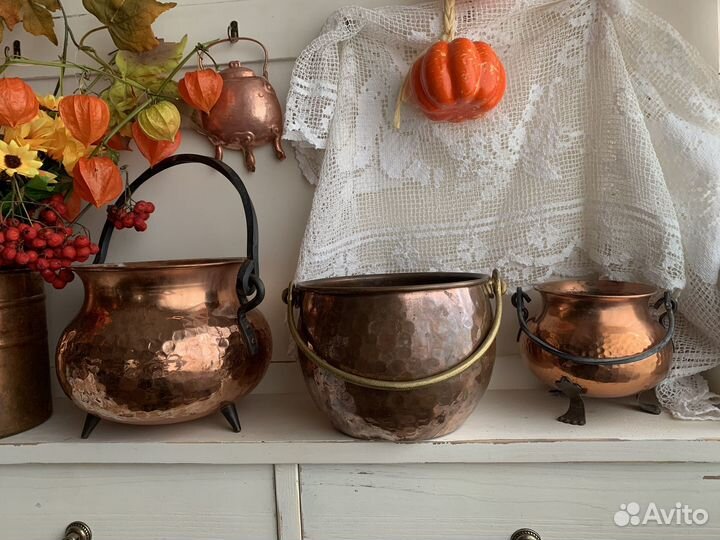 Медное кашпо винтаж