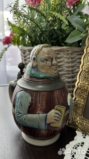 Пивная кружка ручной работы.Оловянная крышка