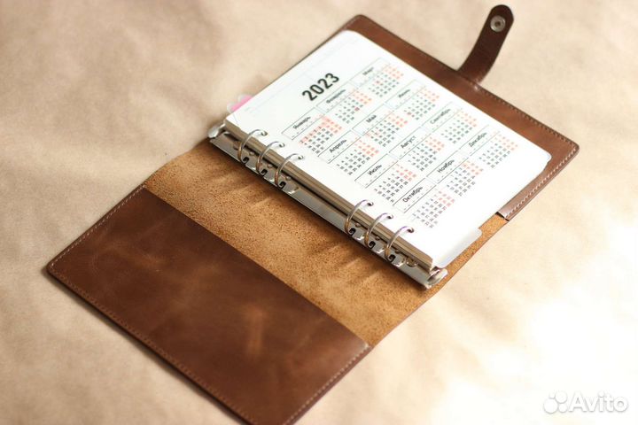Ежедневник на кольцах А5. Нат.кожа.Ручная работа