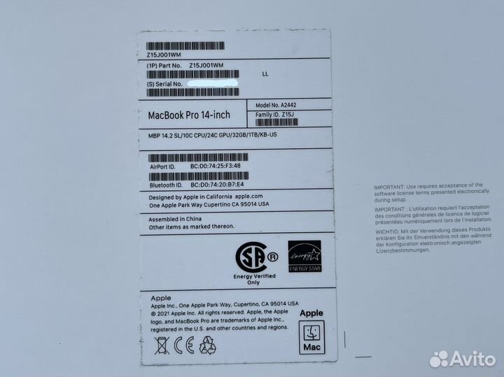 Ноутбук apple macbook pro 14 M1 Max 32 Gb 1 Tb