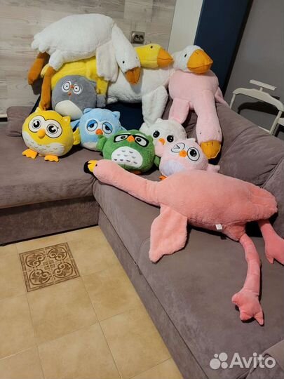 Гусь, сова с пледом, фламинго