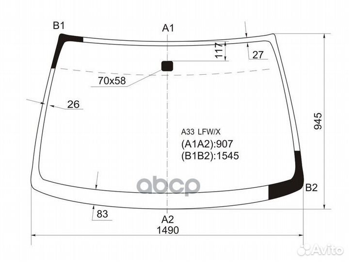 Стекло лобовое nissan cefiro A33 98-06/nissan M