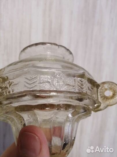 Старинная стеклянная лампадка 19 век