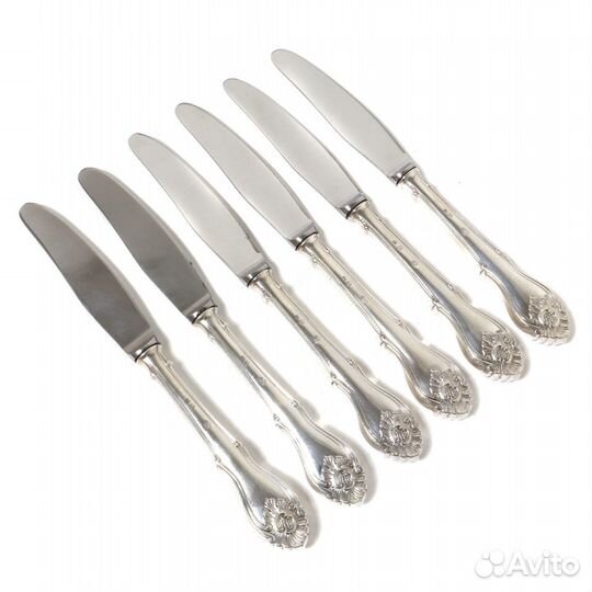 Обеденные ножи с серебряными ручками, 6 шт. Дания