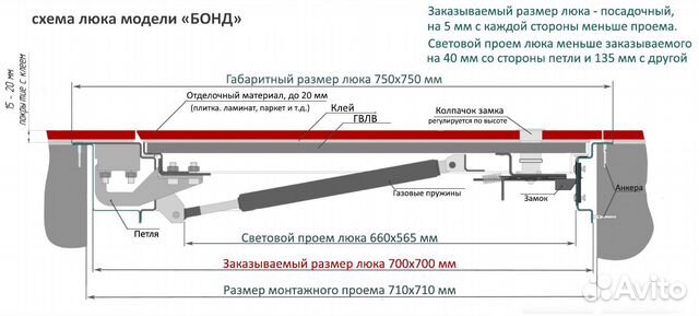 Напольный люк под плитку в подвал, усиленный