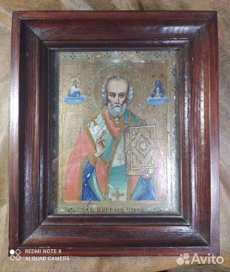 Старинная икона Св. Николай Чудотворец