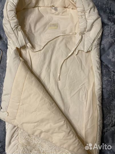 Конверт с шапочкой на выписку с кружевом