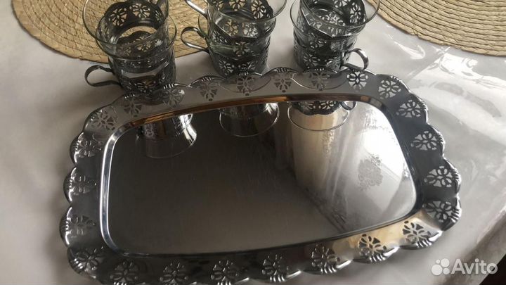 Чайный сервиз Польша с подстаканниками и подносом
