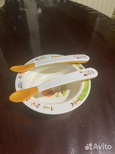 Тарелка и ложки avent