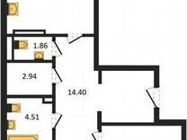 2-к. квартира, 74,3 м², 7/14 эт.