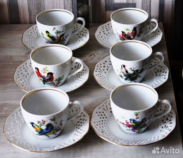 Чайный Кофейный набор Птицы 6 пар Bavaria Schumann