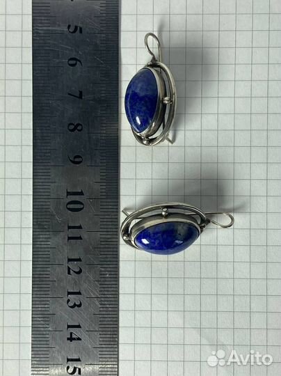 Предлагаются Винтажные крупные серьги. лазурит