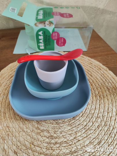 Набор детской посуды на присосках Beaba новый