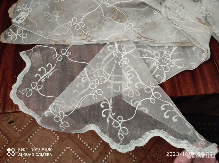 Ткань вышивка на органзе отрезы 3 шт