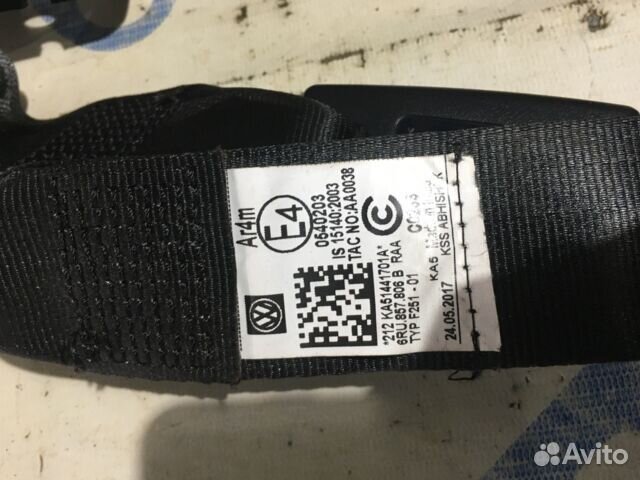 Ремень безопасности задний volkswagen polo 5 рест