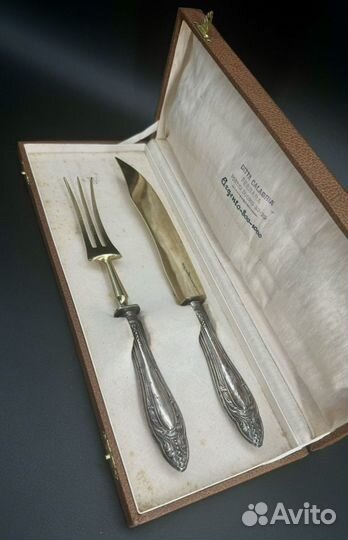Набор для мяса, серебро 800, золочение, Solinger