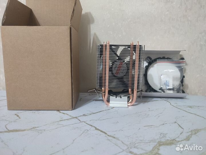 Кулер для процессора, 2 мед трубки, 1 вентилятор