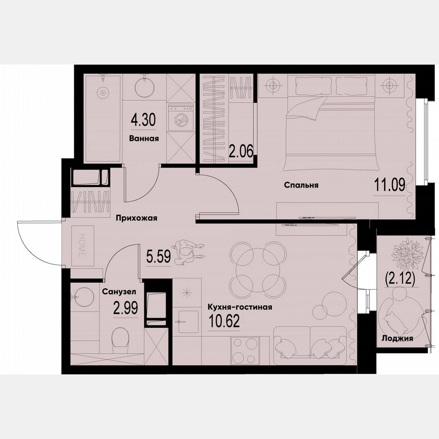 1-к. квартира, 37,8 м², 9/12 эт.