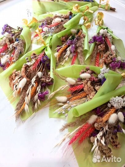 Букет цветы сухоцветы, подарок учителю, маме