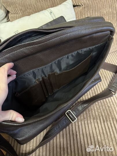 Мужской кожаный портфель коричневый