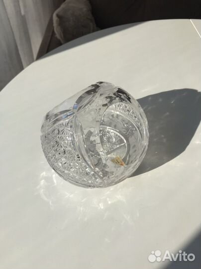 Хрустальная ваза шар СССР ваза-корзинка