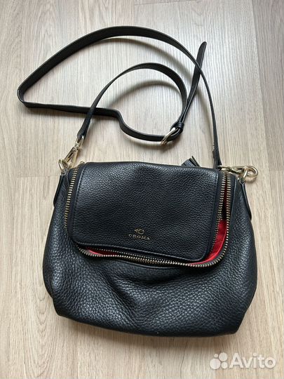 Сумка кожаная, женская, черная, Croma