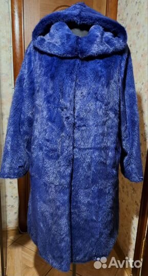 Шуба норка синяя классика 54р длина 100см Ог-135см