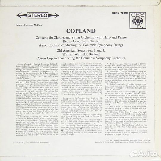 Винтаж - разное - copland - OLD american songs, co