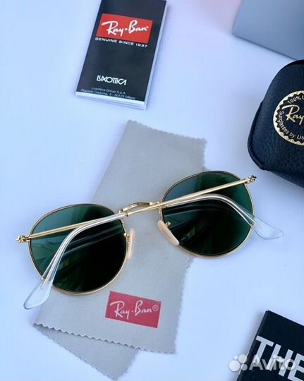 Очки ray ban round metal зеленые