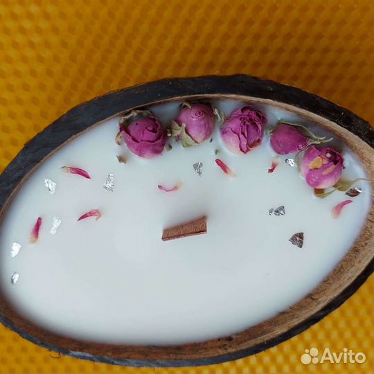 Свеча в кокосе, свечи из вощины