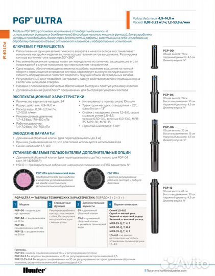 Автополив (Роторные дождеватель Hunter)