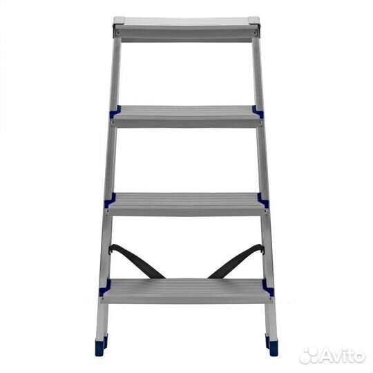 Стремянка двусторонняя 4 ступени алюминиевая