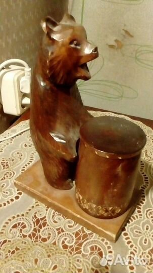 Советский деревянный Медведь с бочонком