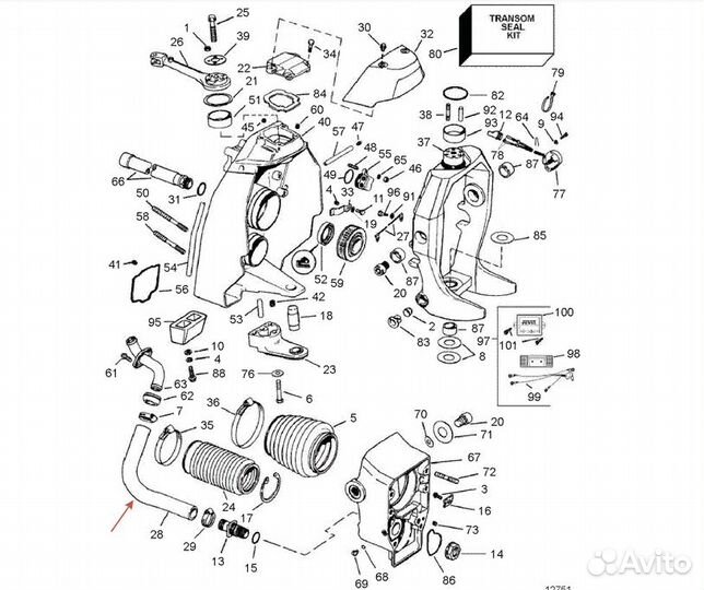 Патрубок водяной транца Volvo Penta SX/OMC 3852352