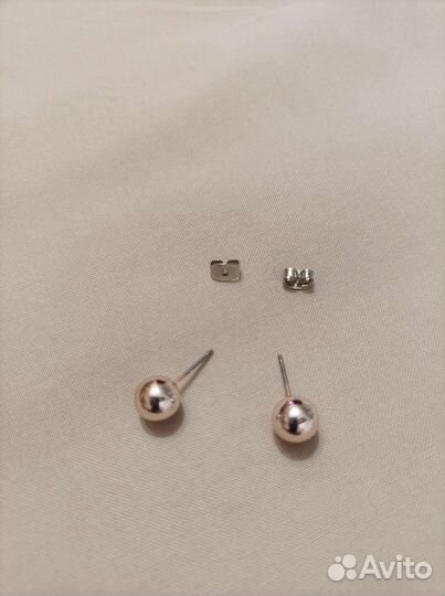 Серьги пусеты шарики базовые, цвет серебристый