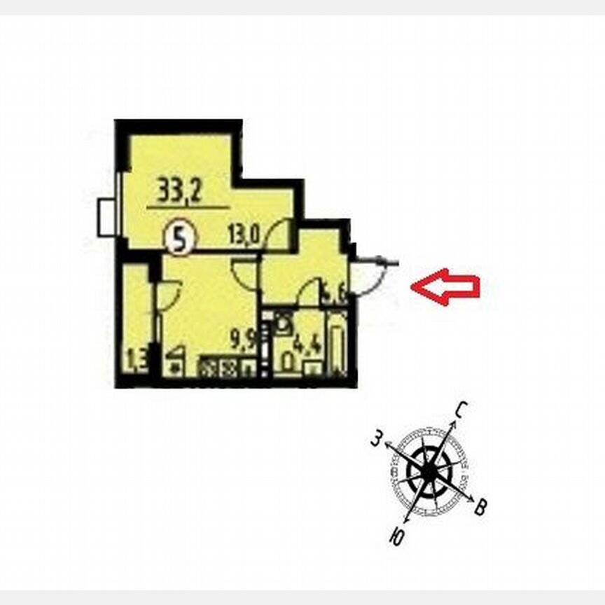 1-к. квартира, 33,2 м², 6/12 эт.