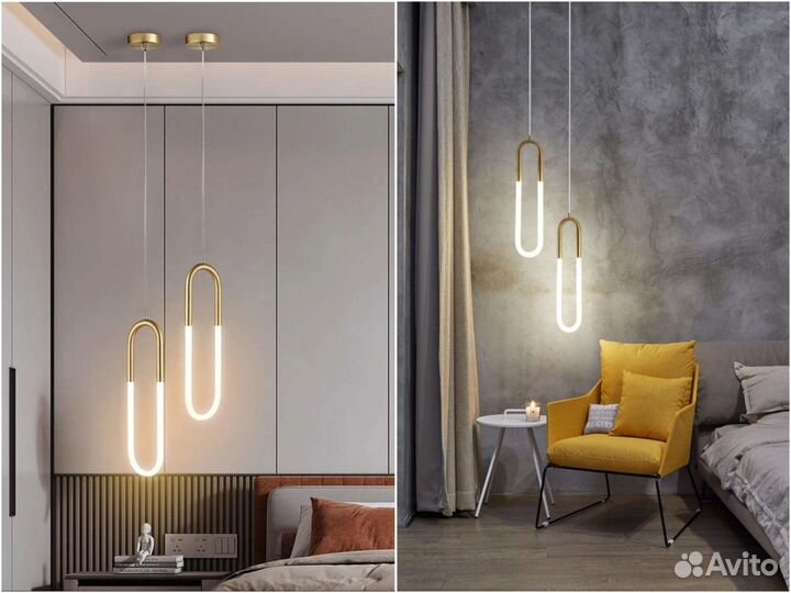 Подвесной светильник в современном стиле (латунь)