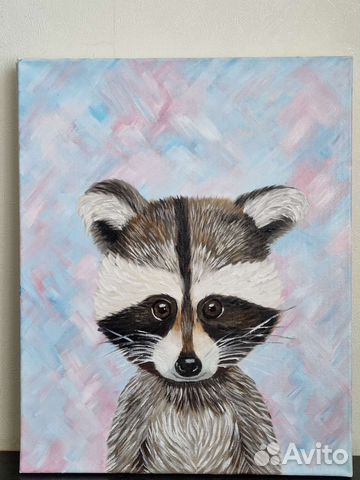 Картина маслом енот