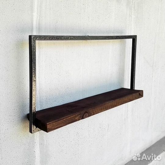 Полка навесная. Дерево - металл. Лофт