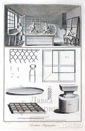 Старинная гравюра «Булавочный мастер»