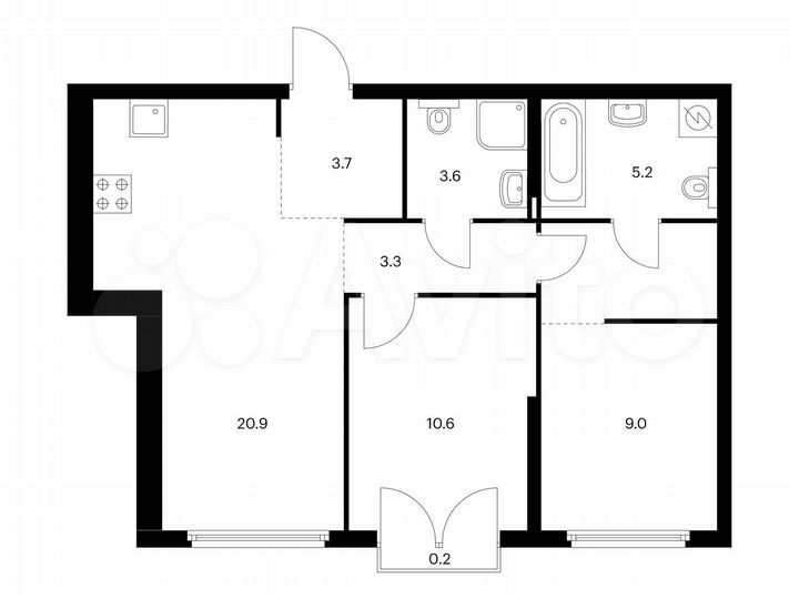 2-к. квартира, 60,7 м², 6/32 эт.