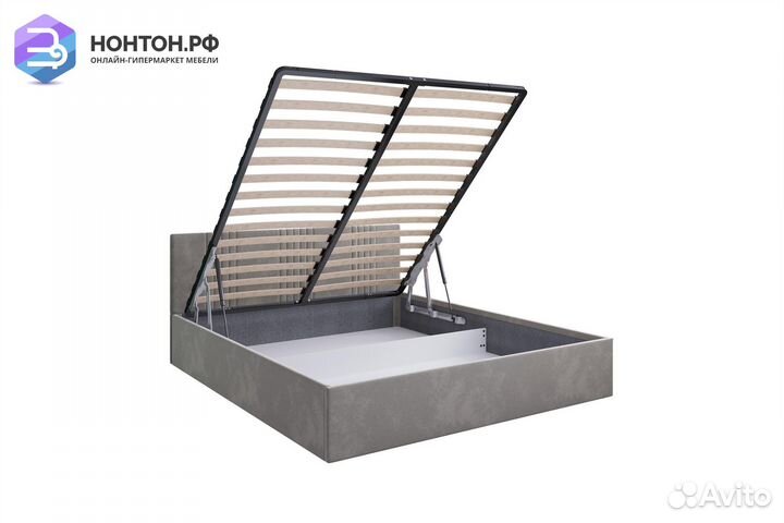 Кровать Амелия велюр светло-серый