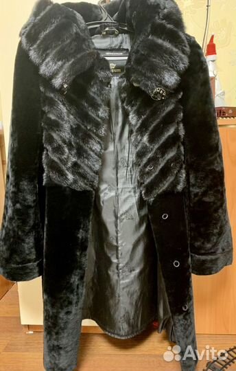Шуба мутоновая с норкой с капюшоном
